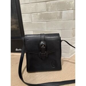 Ceancarel bag black vintage messenger bag shoulder Leather Buckle Square 80’s 70